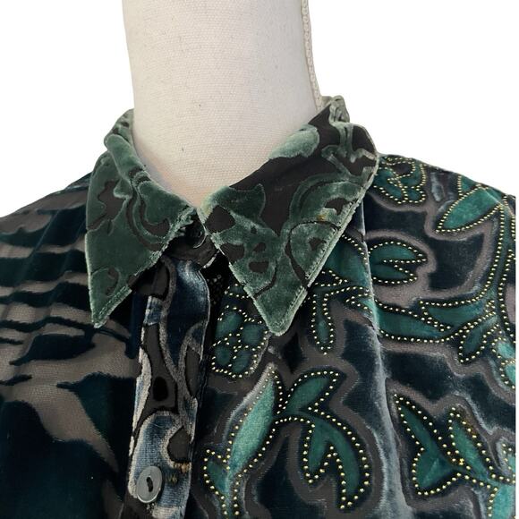 Chicos Womens Floral Silk Blend Velvet Burnout Top Size M Sheer Whimsigoth Fairy - Picture 5 of 9